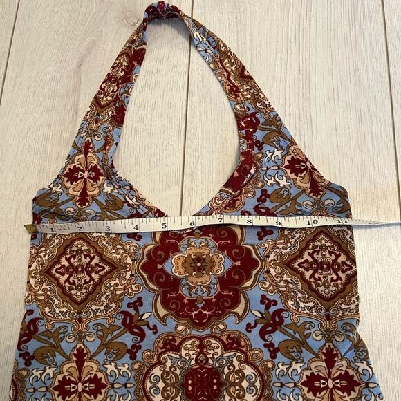 90s vintage slinky patterned halter dress - Picture 9 of 10